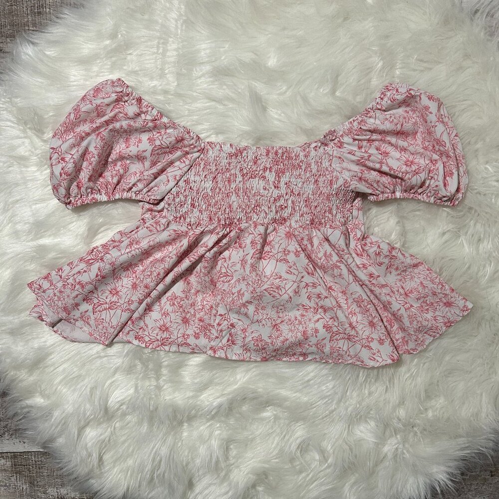 SHEIN Pink Floral Babydoll Shirt SIZE S - Picture 2 of 3